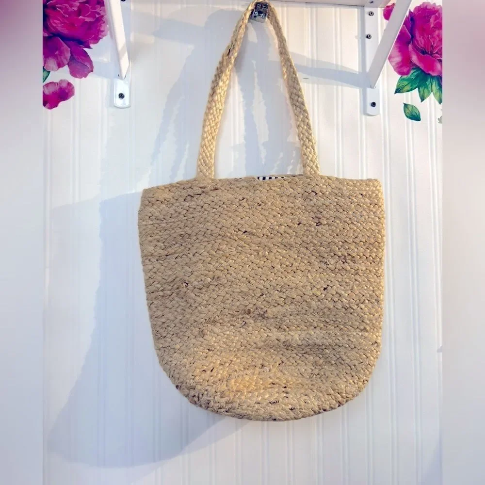 NWT‎ J.Jill  Gorgeous Sand and Sea Jute Tote-Woven Tote Bag